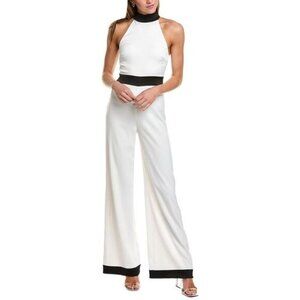 Alice Olivia Stacey Bendet Cataline High Neck Ivory Wide Leg Jumpsuit Sz 2 NEW